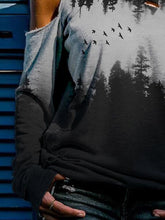 Load image into Gallery viewer, Fashion Casual Printed Leaky Shoulder Long Sleeve Top