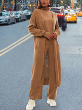 Load image into Gallery viewer, Women's High Neck Solid Color Long Sleeve Knitted Three-piece Suit