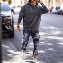 Load image into Gallery viewer, Dark Grey Hoodie Men'S Retro Basic Long Sleeve Sweatshirt