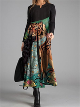 Load image into Gallery viewer, Retro Tiger Print Women's Long Sleeve Dress