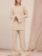 Load image into Gallery viewer, Fashion Warm Solid Color Round Neck Knitted Two-Piece Suit