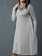 Load image into Gallery viewer, Simple Casual Loose High Neck Long Sleeve Dress