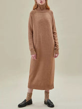 Load image into Gallery viewer, Casual Long Sleeve High Neck Knitted Maxi Dress