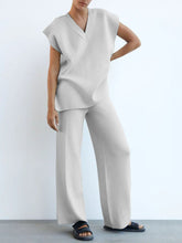 Load image into Gallery viewer, Simple V-neck Sleeveless Top Trousers Loose Casual Suit