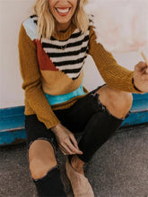 Load image into Gallery viewer, Fashion Women'S Color-Blocking Striped Round Neck Sweater