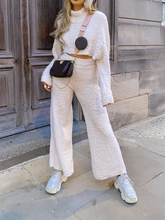 Load image into Gallery viewer, Fashionable Solid Color High Collar Warm and Leisure Two-piece Suit