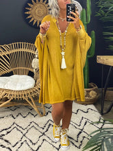 Load image into Gallery viewer, Solid Color V-neck Loose Casual Midi Dress