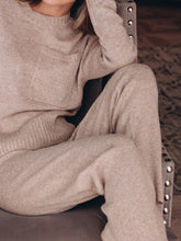 Load image into Gallery viewer, Comfortable Round Neck Knit Solid Color Loose Ladies Two-piece Suit