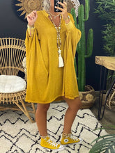 Load image into Gallery viewer, Solid Color V-neck Loose Casual Midi Dress