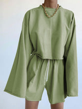 Load image into Gallery viewer, Fashion Casual Round Neck Long Sleeve Solid Color Two-piece Suit