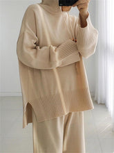 Load image into Gallery viewer, Simple Solid Color Hooded Women'S Knitted Two-Piece Suit