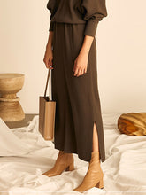 Load image into Gallery viewer, Pure Color Casual Long Skirt Knitted Two-Piece Suit