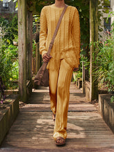 Load image into Gallery viewer, Women's Round Neck Knitted Casual Solid Color Two-piece Suit