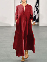 Load image into Gallery viewer, Fashion Simple Long Sleeve V Neck Maxi Dress
