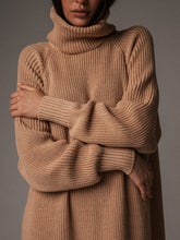 Load image into Gallery viewer, Solid Color Turtleneck Casual Sweater Dress