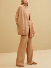 Load image into Gallery viewer, Turtleneck Top Loose Cardigan Three-piece Women's Suit