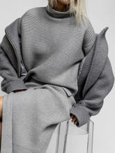 Load image into Gallery viewer, Fashion Solid Color High Collar Casual Long Sleeve Two-piece Suit