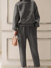 Load image into Gallery viewer, Fashion High Neck Knitted Casual Women's Two-piece Suit