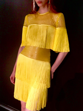 Load image into Gallery viewer, Fashion Round Neck Short Sleeve Tassel Midi Dress