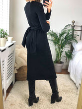 Load image into Gallery viewer, Knitted Long Sleeve Wrap Midi Dress