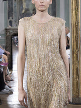 Load image into Gallery viewer, Fringed Round Neck Sleeveless Slim Evening Dress