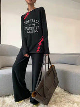 Load image into Gallery viewer, Women's Round Neck Printing Casual Long Sleeve Two-piece Suit