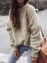 Load image into Gallery viewer, Fashion Casual Loose Round Neck Long Sleeve Solid Color Sweater