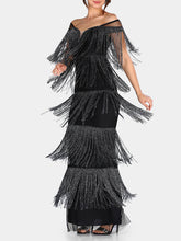 Load image into Gallery viewer, Fashion Fringed One-shoulder Evening Dress