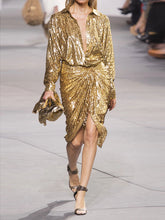 Load image into Gallery viewer, Fashion Leopard Print Long Sleeve V-Neck Midi Dress