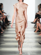 Load image into Gallery viewer, Fashion Pure Color Silk Elegant Midi Dress
