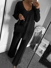 Load image into Gallery viewer, Fashion V-neck Long Sleeve Solid Color Two-piece Suit