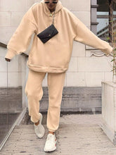 Load image into Gallery viewer, Casual Loose Hood Solid Color Two-piece Suit