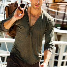 Load image into Gallery viewer, Men'S Fashion V-Neck Cotton Button Long Sleeve T-Shirt