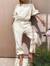 Load image into Gallery viewer, Fashion Sports Style Round Neck Long Sleeve Solid Color Two-piece Suit