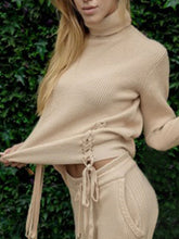 Load image into Gallery viewer, Women'S High Neck Long Sleeve Knitted Two-Piece Suit