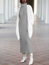 Load image into Gallery viewer, Snug High Neck Solid Color Crochet Dress