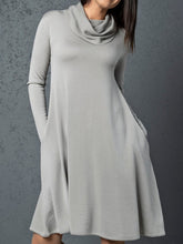 Load image into Gallery viewer, Simple Casual Loose High Neck Long Sleeve Dress