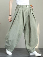 Load image into Gallery viewer, Women's Button Loose Cotton and Linen Wide-leg Pants
