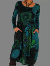 Load image into Gallery viewer, Casual Floral Tunic Pockets Midi Dress