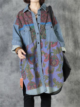 Load image into Gallery viewer, Retro Literary Casual Loose Denim Print Blouse