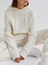 Load image into Gallery viewer, Drawstring Hood Knitted Two-Piece Suit