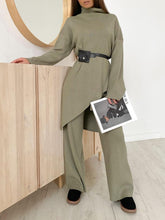 Load image into Gallery viewer, Irregular Turtleneck Sweater Knit Two-Piece Suit