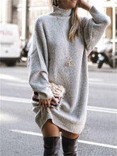 Load image into Gallery viewer, Autumn And Winter High-Neck Solid Color Women'S Sweater Dress