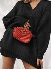 Load image into Gallery viewer, Fashion V-neck Knitted Sweater Mini Dress