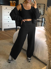 Load image into Gallery viewer, Fashion Solid Color Vest Cardigan Knitted Three-piece Suit