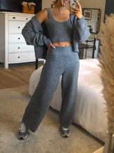 Load image into Gallery viewer, Fashion Solid Color Vest Cardigan Knitted Three-piece Suit