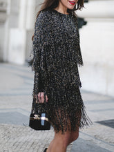 Load image into Gallery viewer, Fashion Casual Long Sleeve Tassel Elegant Dress