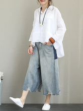 Load image into Gallery viewer, Retro Solid Color Button Stand Collar Top for Women