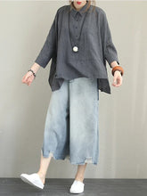 Load image into Gallery viewer, Retro Solid Color Button Stand Collar Top for Women