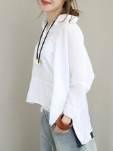 Load image into Gallery viewer, Retro Solid Color Button Stand Collar Top for Women